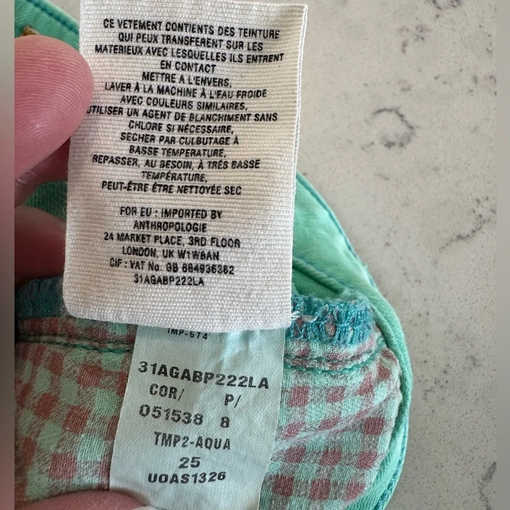 Pilcro Anthropologie mint Green Crop Ankle Jeans Size 25 - Picture 5 of 11